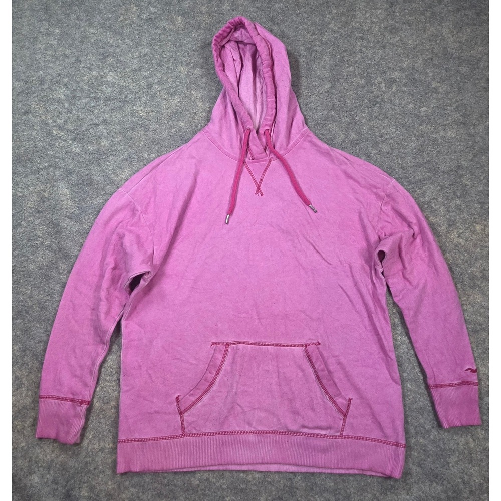 Hollister Womens Pink Fleece Pullover Hoodie Kangaroo Small *Flaw* Distressed